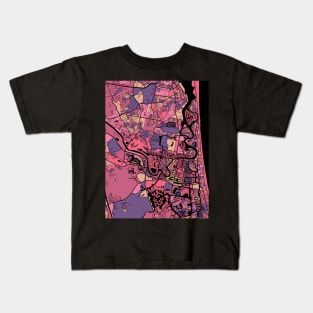 Gold Coast Map Pattern in Purple & Pink Kids T-Shirt